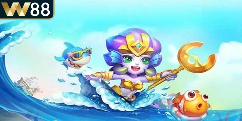 Bắn cá tiểu tiên cá được xây dựng dựa trên bối cảnh đại dương rộng lớn