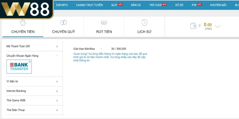 Chính sách nạp rút W88 là bộ quy định mô tả rõ ràng cách thức giao dịch