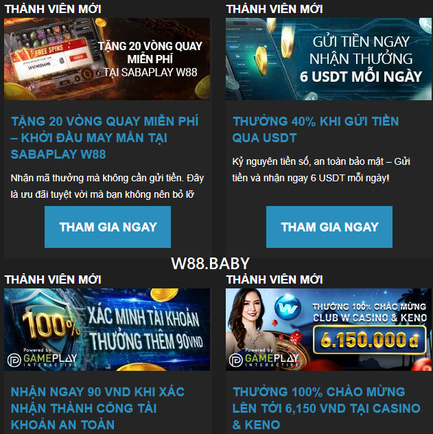 Đặc quyền khuyến mãi sau khi đăng ký W88