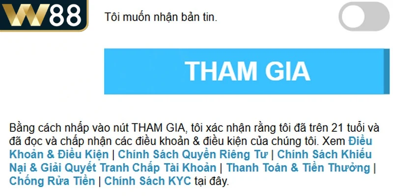 Lưu ý khi đăng ký W88 điện thoại