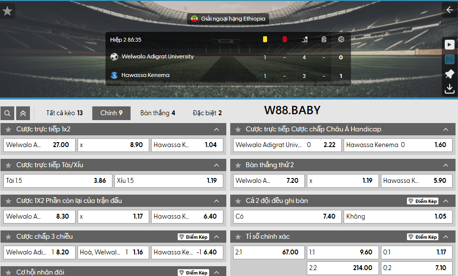 Lựa chọn kèo cá cược bóng đá W88 Lựa chọn kèo cá cược bóng đá W88