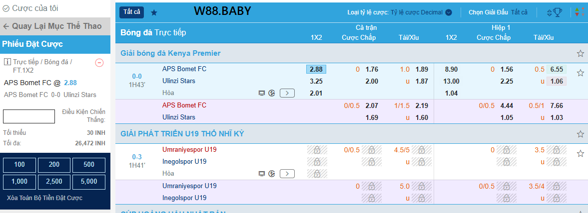 Không có độ trễ về kèo cược W88 Không có độ trễ về kèo cược W88