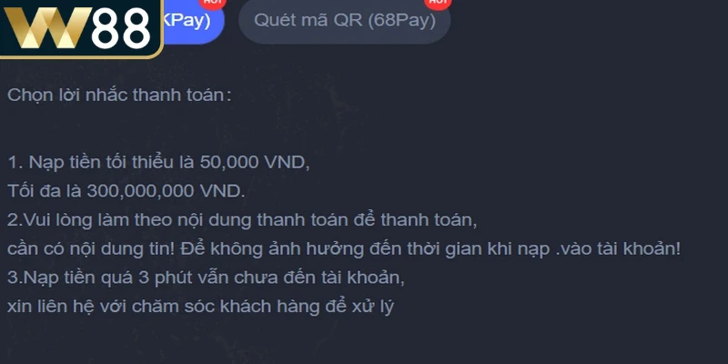 Các vấn đề thường gặp khi nạp tiền W88 ngân hàng