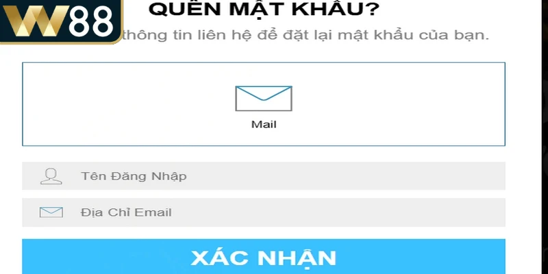 Hướng dẫn khôi phục khi quên mật khẩu W88